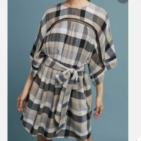 ANTHROPOLOGIE x Maeve Plaid Kimono Tie Dress - Picture 3 of 10